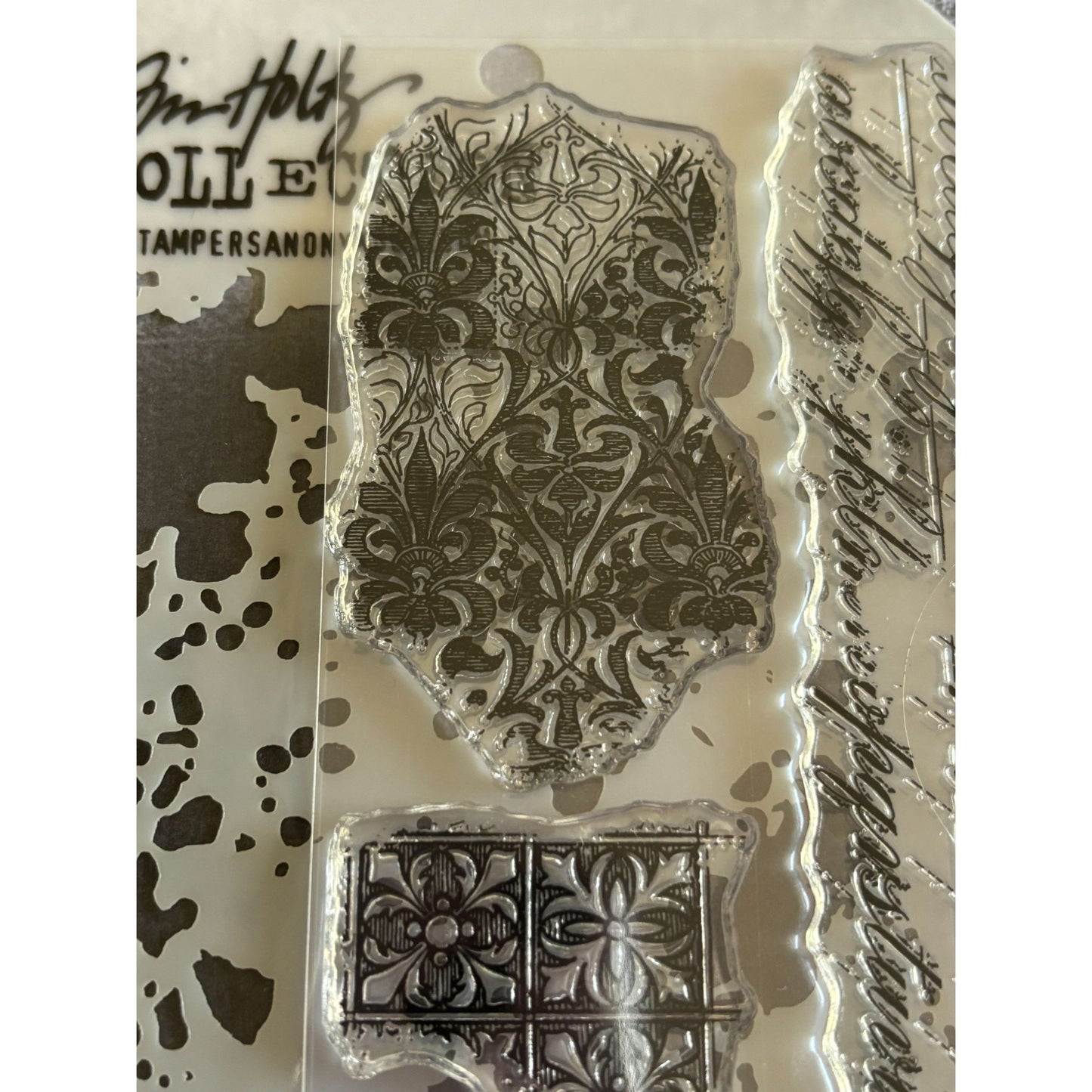 Stampers Anonymous Tim Holtz Mixed Media Clear Stamps Stencil Set Safari Print