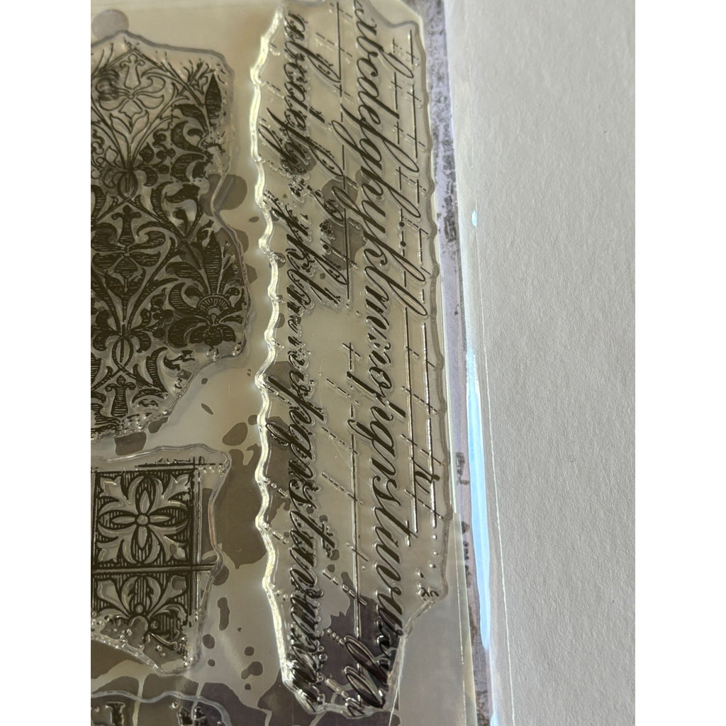 Stampers Anonymous Tim Holtz Mixed Media Clear Stamps Stencil Set Safari Print