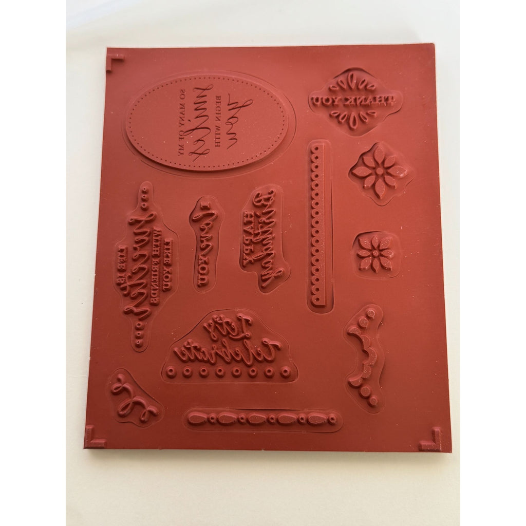 Stampin Up Clear Mount Rubber Stamp Set Detailed With Love Words Happy Birthday