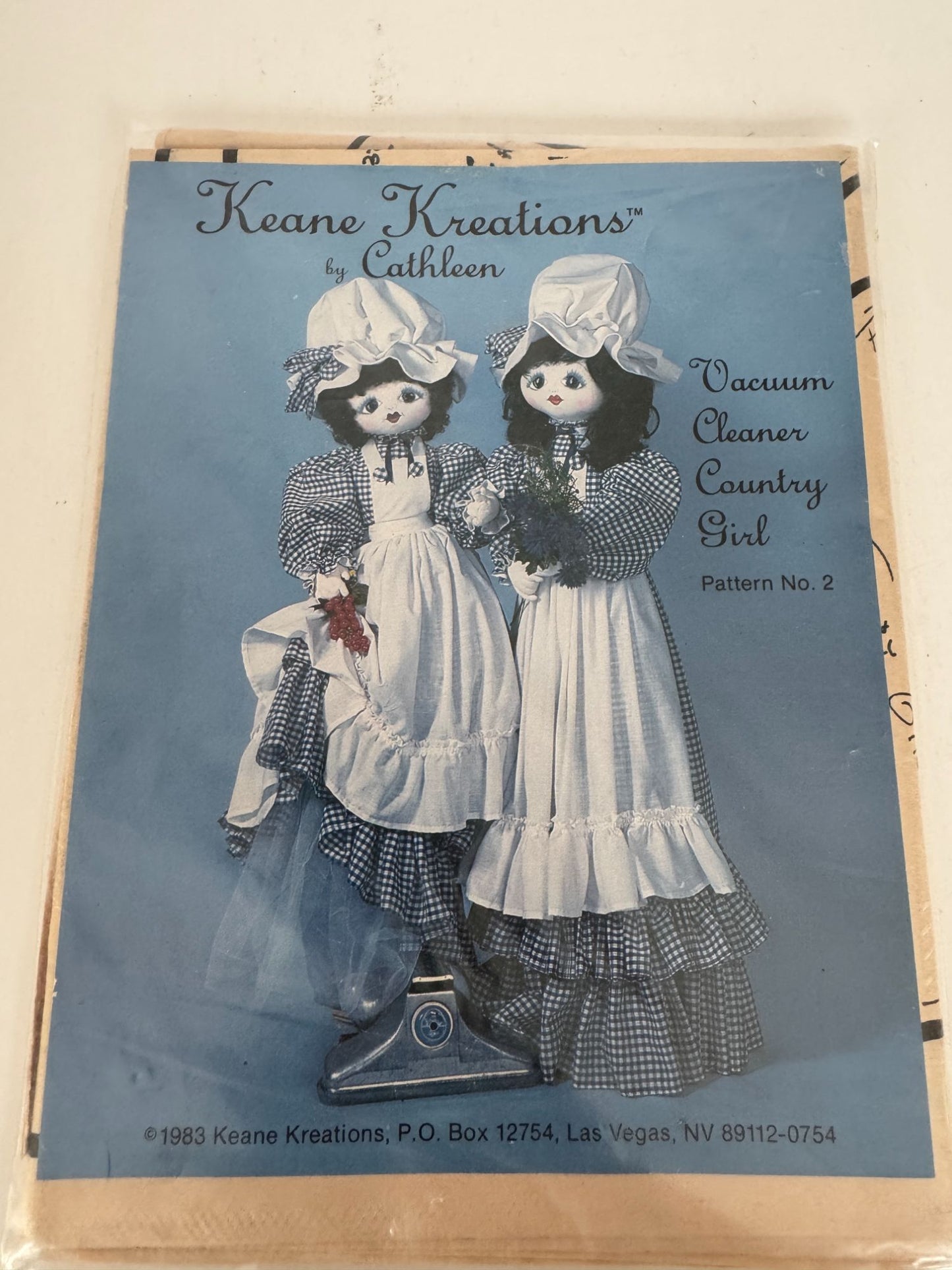 Keane Kreations Sewing Pattern Vacuum Cleaner Cover Country Girl Doll Vintage 2