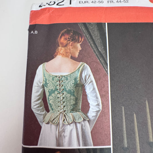 Simplicity Sewing Pattern 2621 Costume Undergarments 16th Century Corset Hoop Skirt Shift 16-24 Uncut