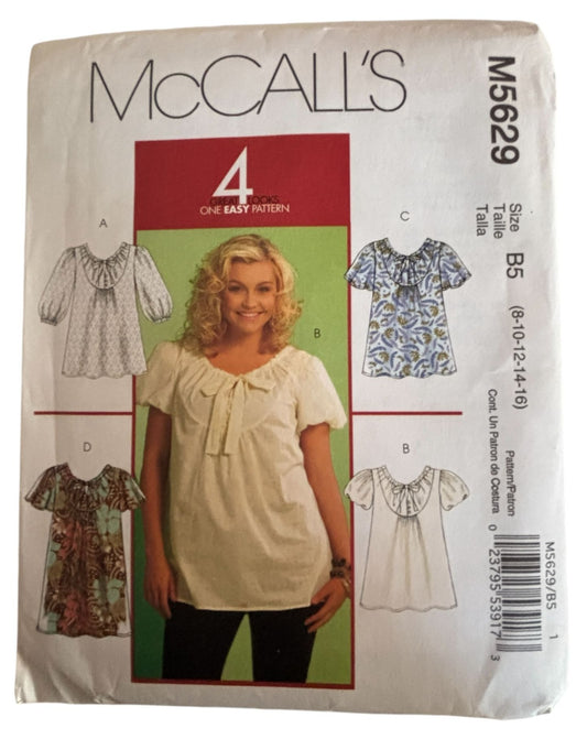McCalls Sewing Pattern M5629 Dress Blouse Shirt Round Neck Easy 4 Looks 8-16 UC