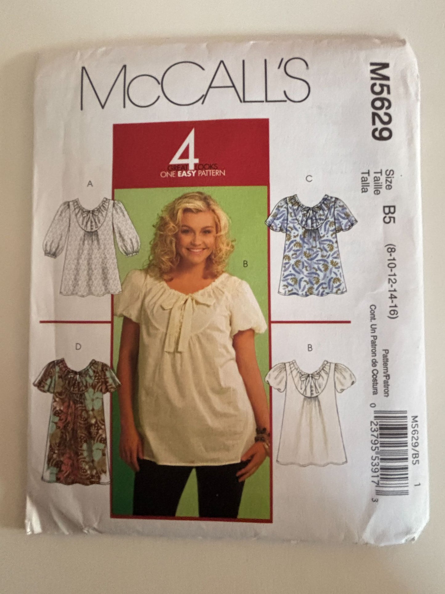 McCalls Sewing Pattern M5629 Dress Blouse Shirt Round Neck Easy 4 Looks 8-16 UC