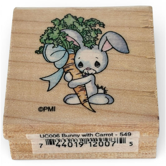 Precious Moments Rubber Stamp Bunny Rabbit Carrot Stampendous Easter Spring Card