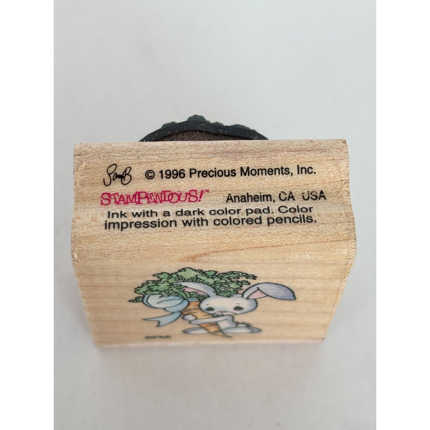 Precious Moments Rubber Stamp Bunny Rabbit Carrot Stampendous Easter Spring Card