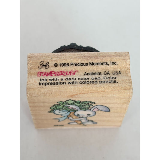 Precious Moments Rubber Stamp Bunny Rabbit Carrot Stampendous Easter Spring Card