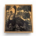 Magenta Rubber Stamp Ostrich Safari Scene Wildlife Palm Trees Animal Emu Wooden