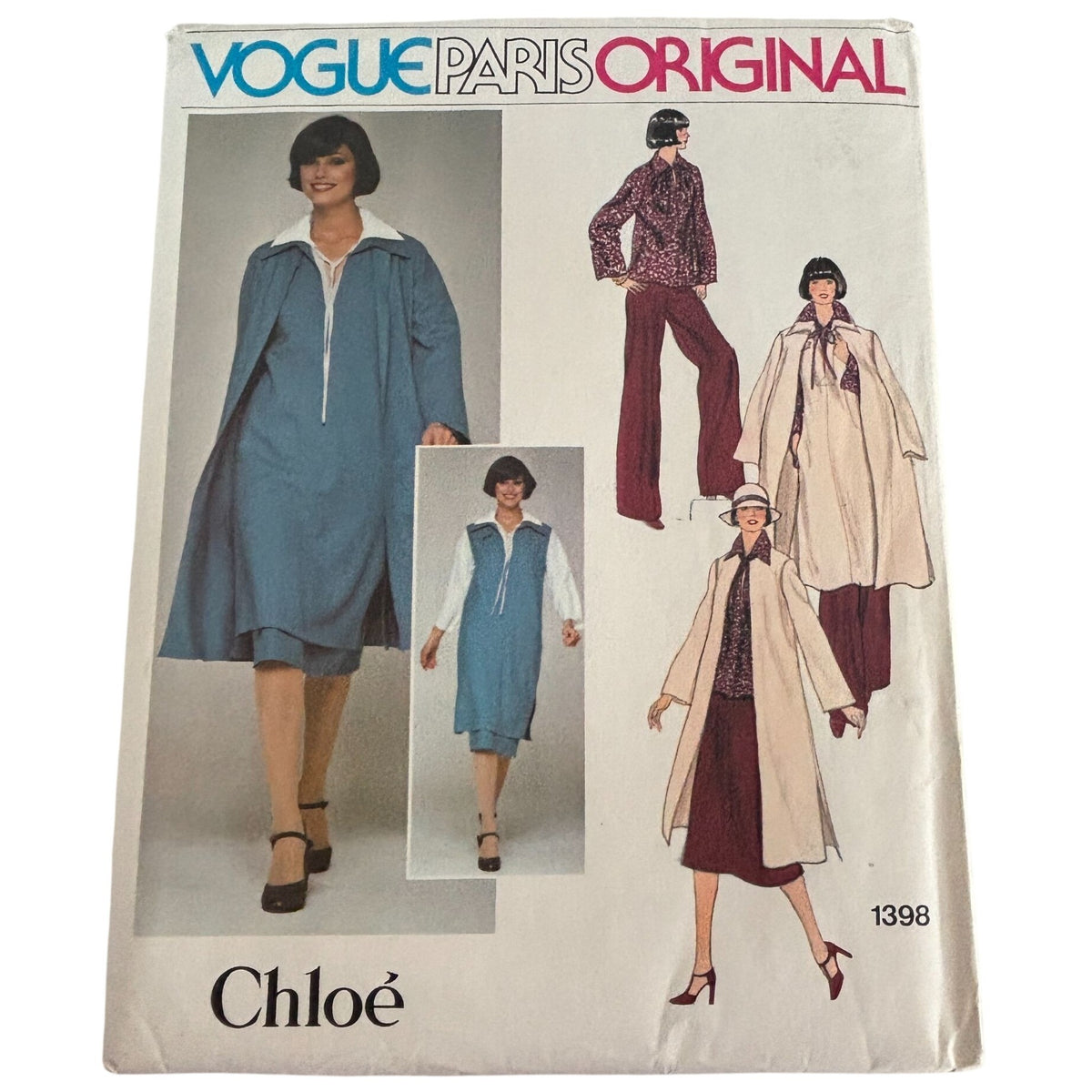 Vogue Paris Original Sewing Pattern 1398 Chloe Coat Jumper Skirt Pants 1970s 10 Uncut