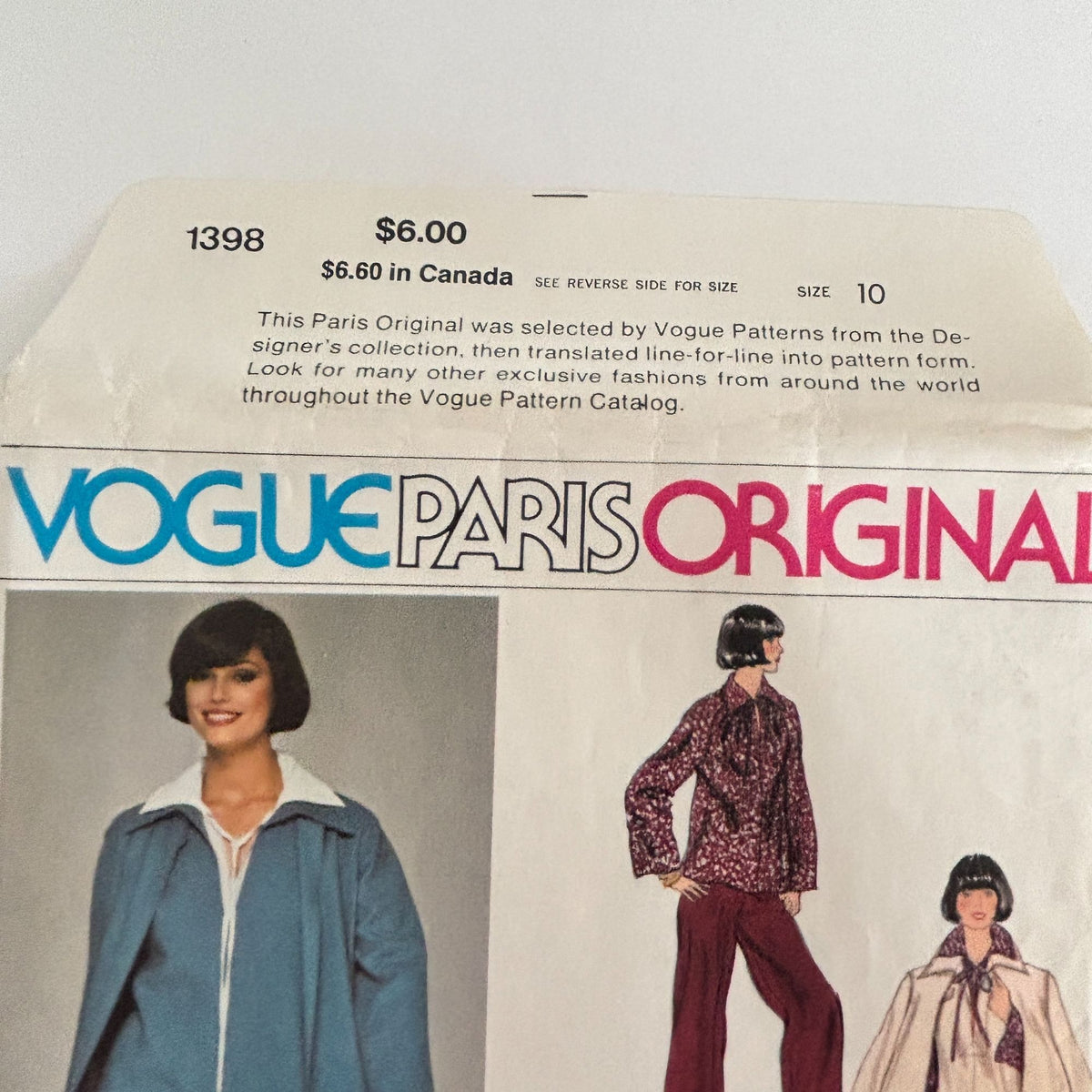 Vogue Paris Original Sewing Pattern 1398 Chloe Coat Jumper Skirt Pants 1970s 10 Uncut