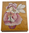 Stamps Happen Wood Rubber Stamp Fairy Design Camellia Floral Bouquet Card Making