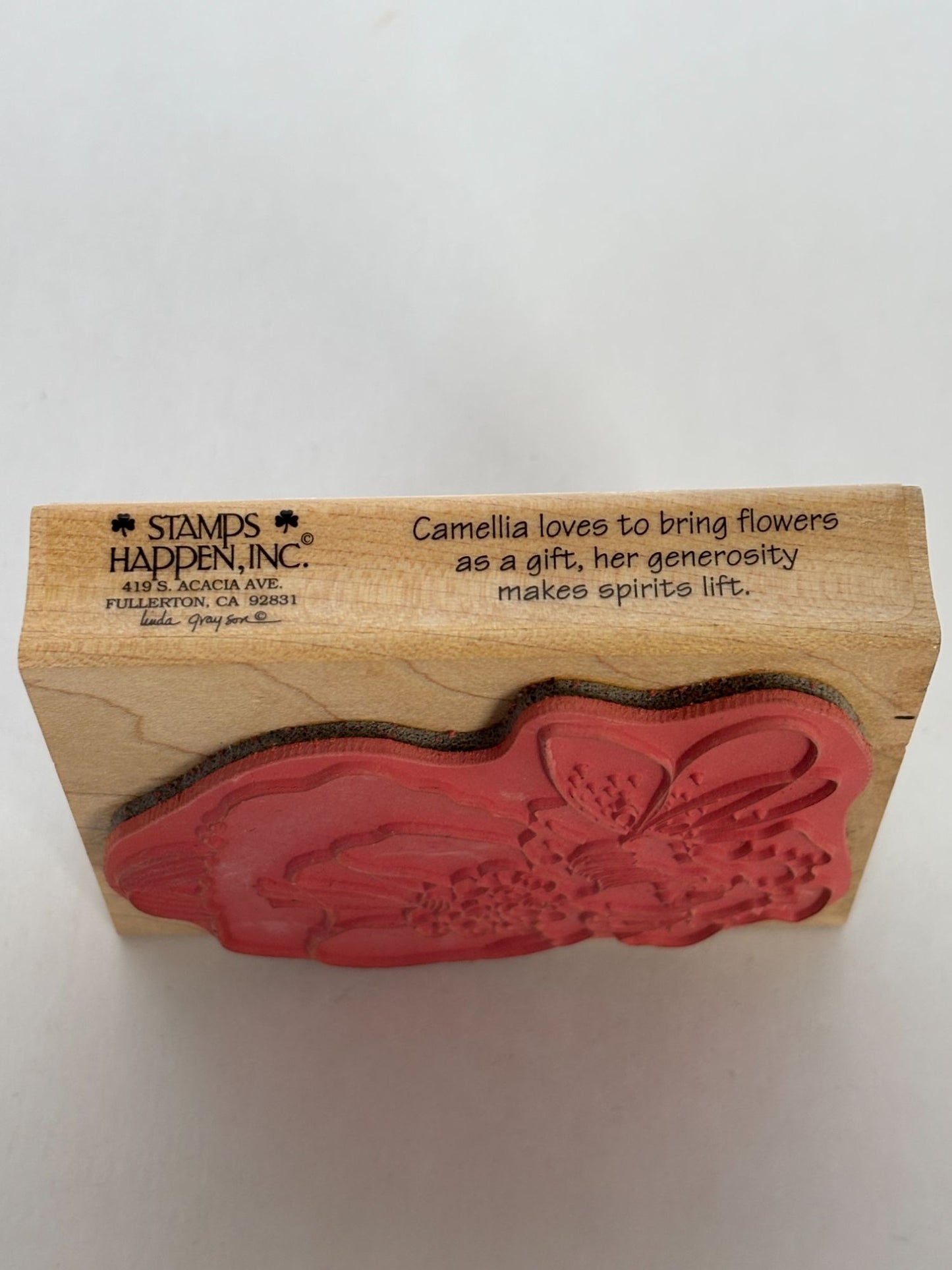 Stamps Happen Wood Rubber Stamp Fairy Design Camellia Floral Bouquet Card Making