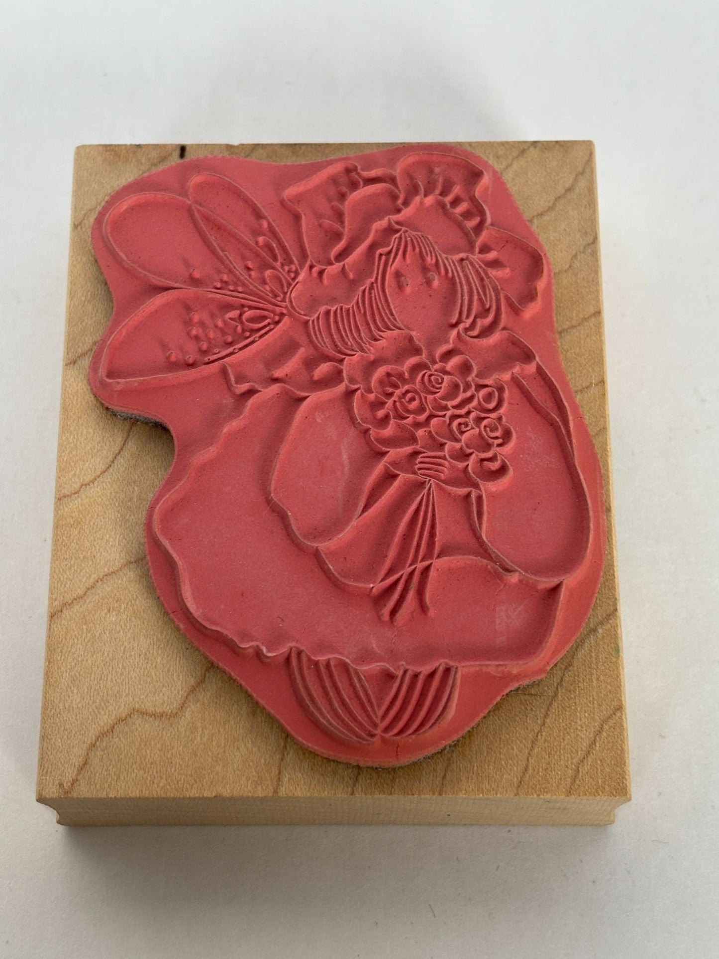 Stamps Happen Wood Rubber Stamp Fairy Design Camellia Floral Bouquet Card Making