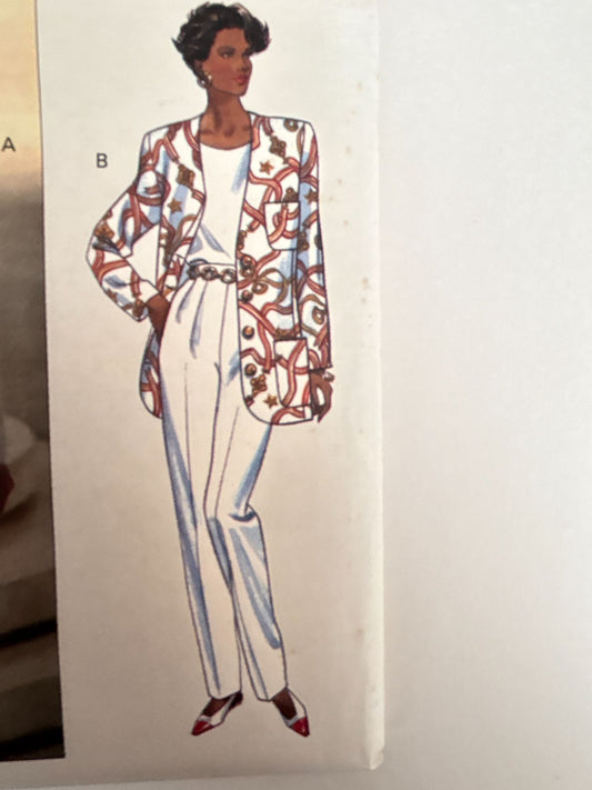 Butterick Sewing Pattern 6648 Jacket Skirt Suit Pants 90s Coastal Uncut 12 14 16