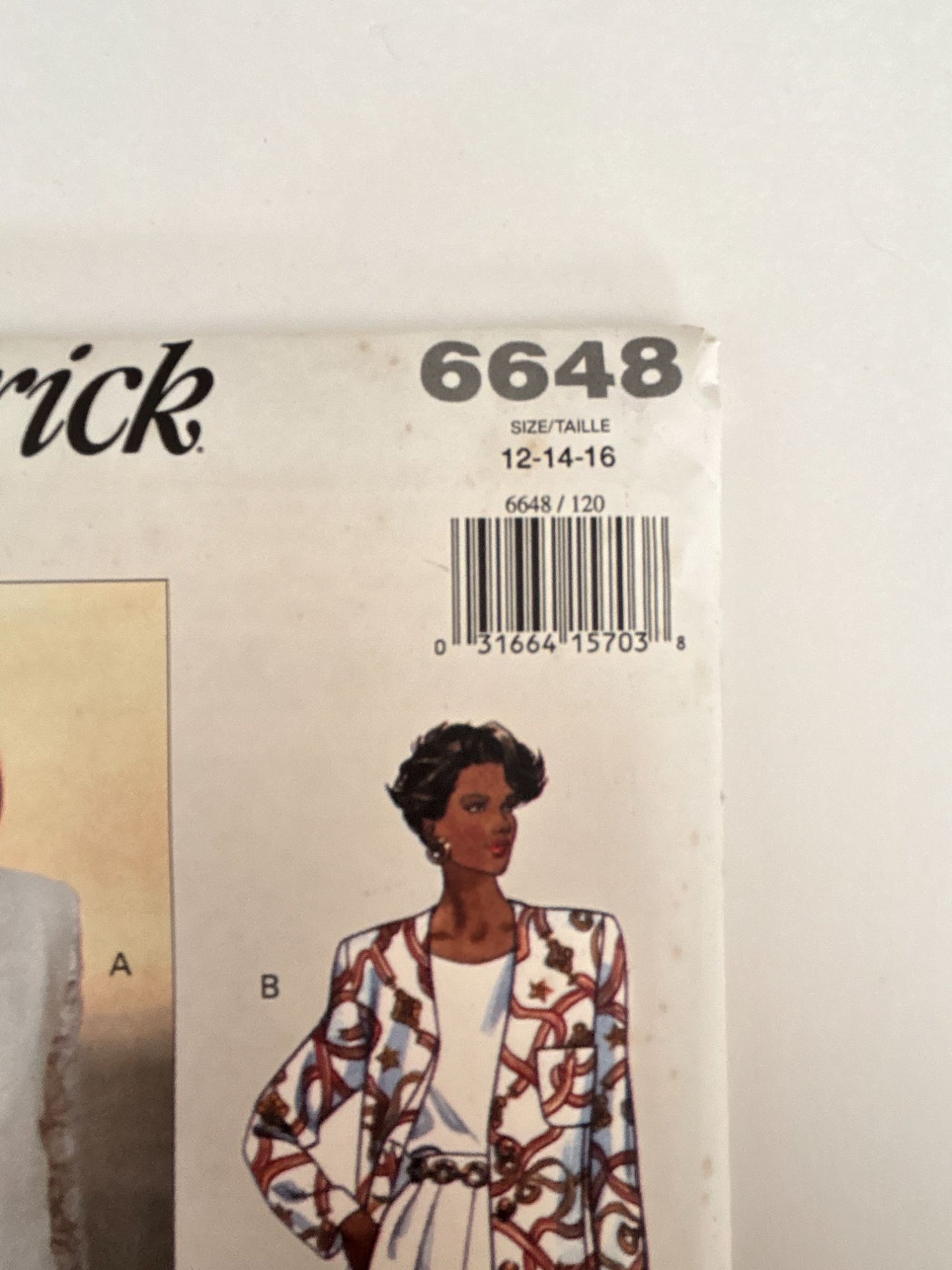 Butterick Sewing Pattern 6648 Jacket Skirt Suit Pants 90s Coastal Uncut 12 14 16