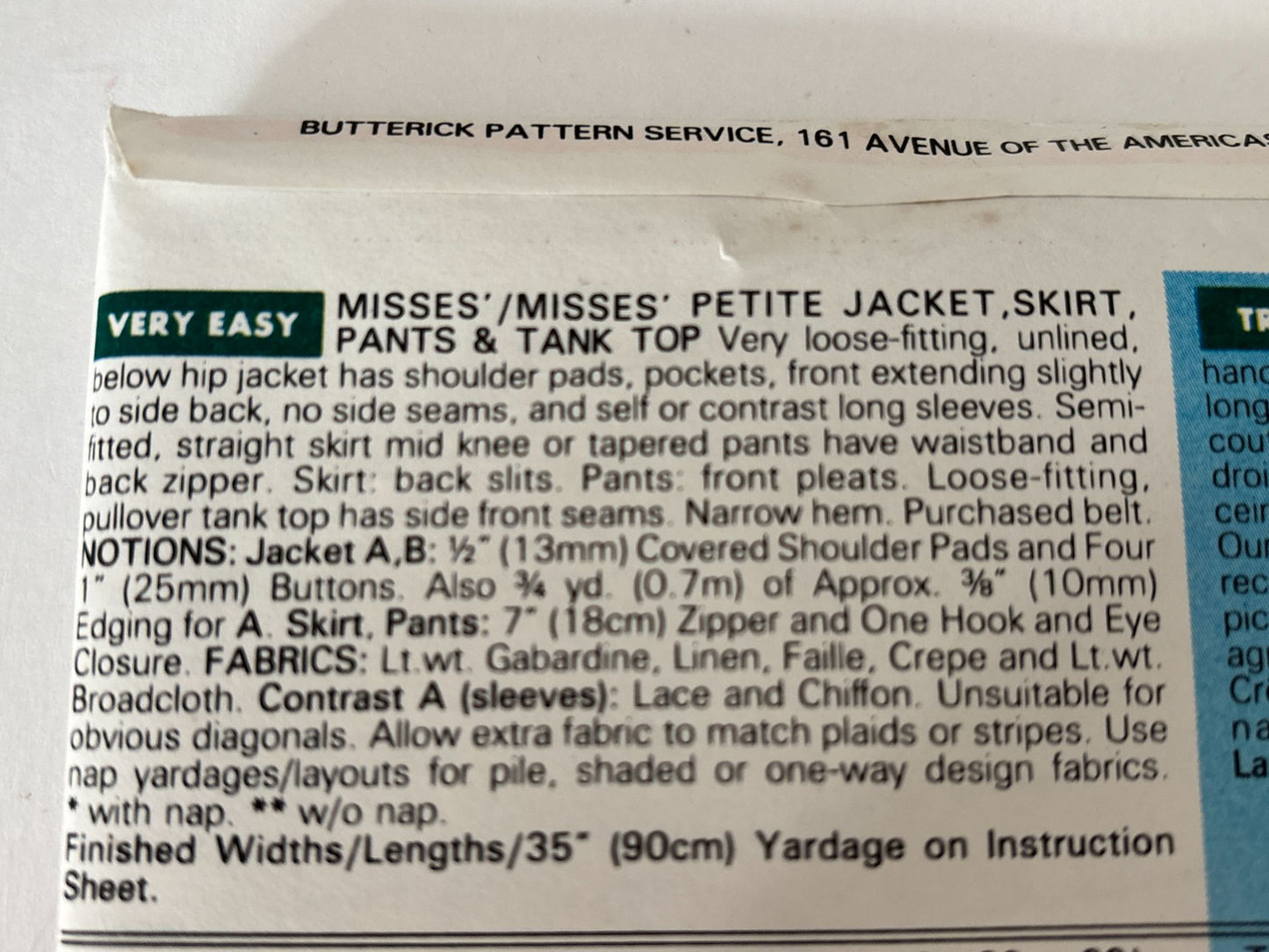 Butterick Sewing Pattern 6648 Jacket Skirt Suit Pants 90s Coastal Uncut 12 14 16