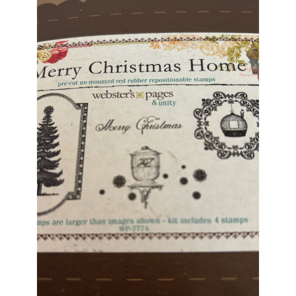 Unity Stamp Company Rubber Stamps Set Merry Christmas Home Birdcage Bird Holiday