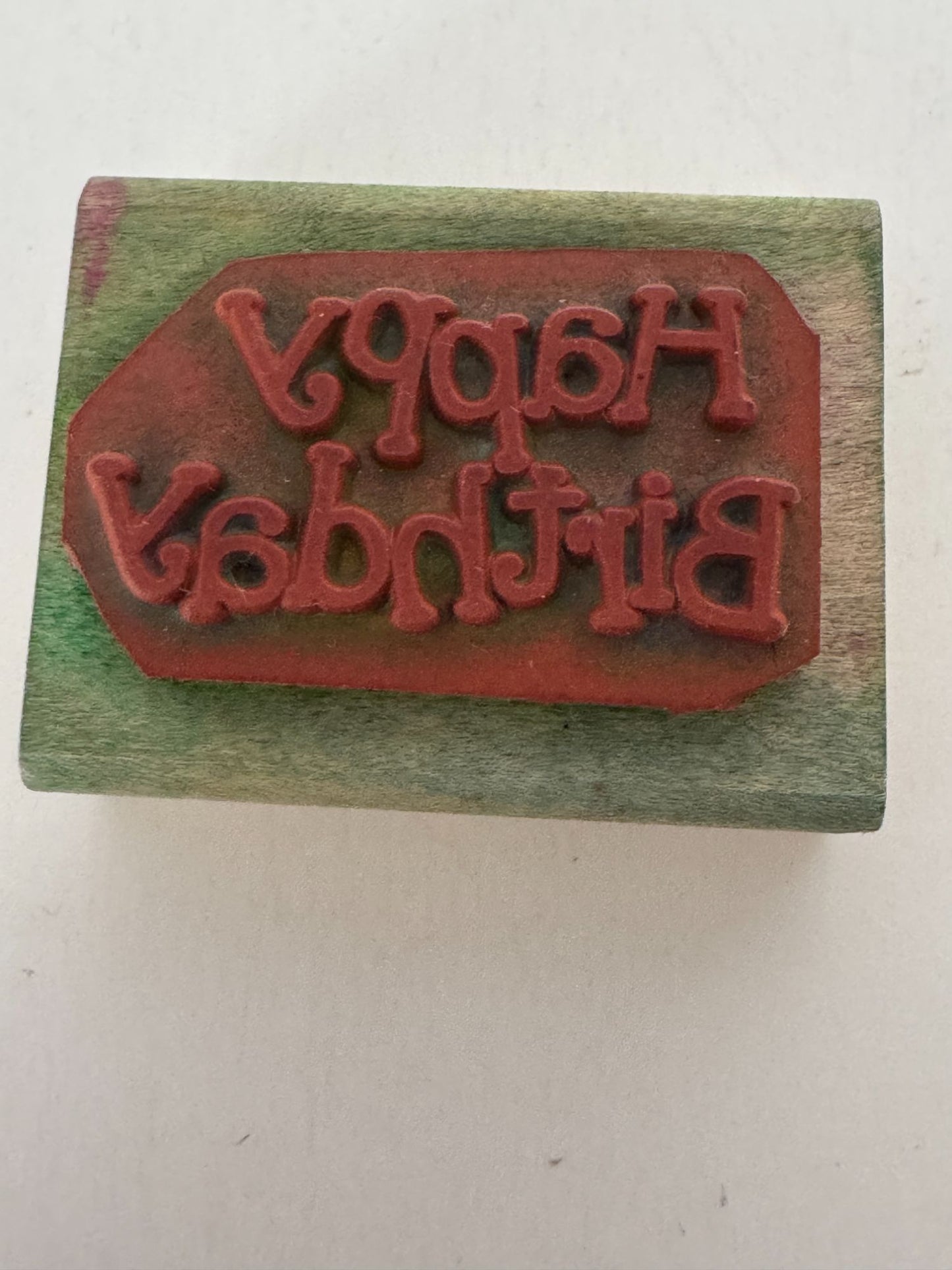 Stampin Up Rubber Stamp Happy Birthday Card Making Words Sentiment Wood Mounted