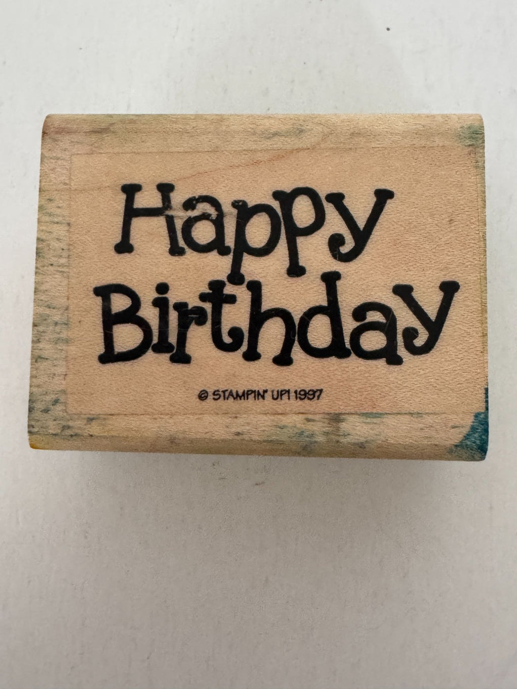 Stampin Up Rubber Stamp Happy Birthday Card Making Words Sentiment Wood Mounted