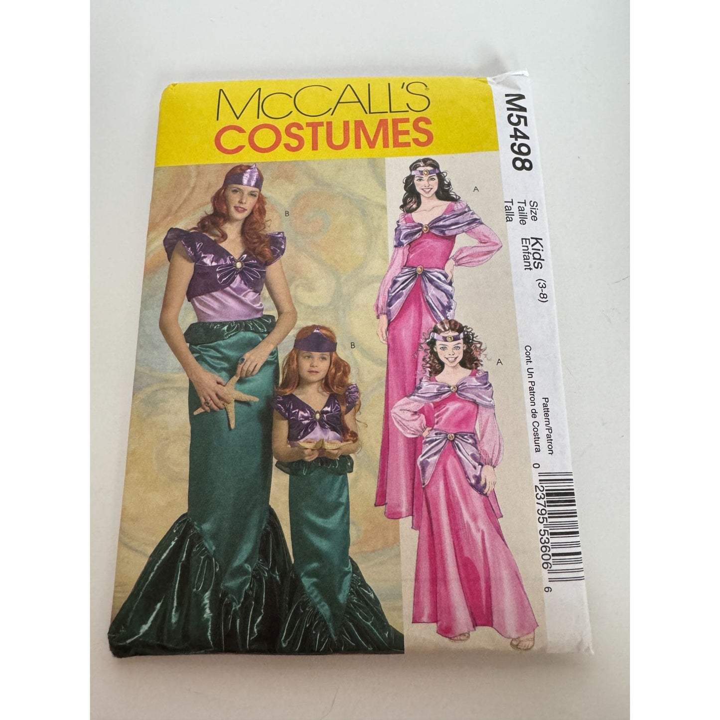 McCalls Sewing Pattern M5498 Mermaid Princess Costumes Halloween Girls 3-8 Uncut