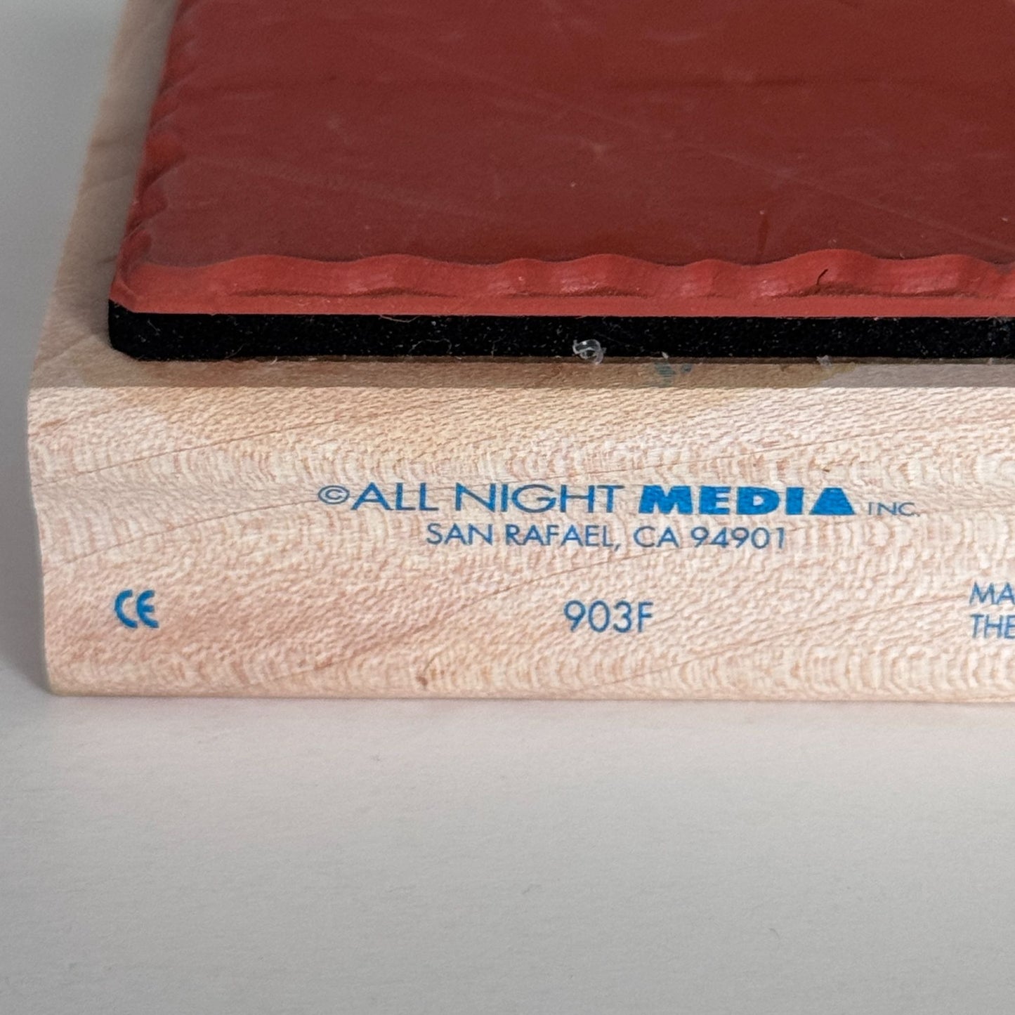 All Night Media Rubber Stamp Soft Square Background Scalloped Frame Wood Mounted 903F