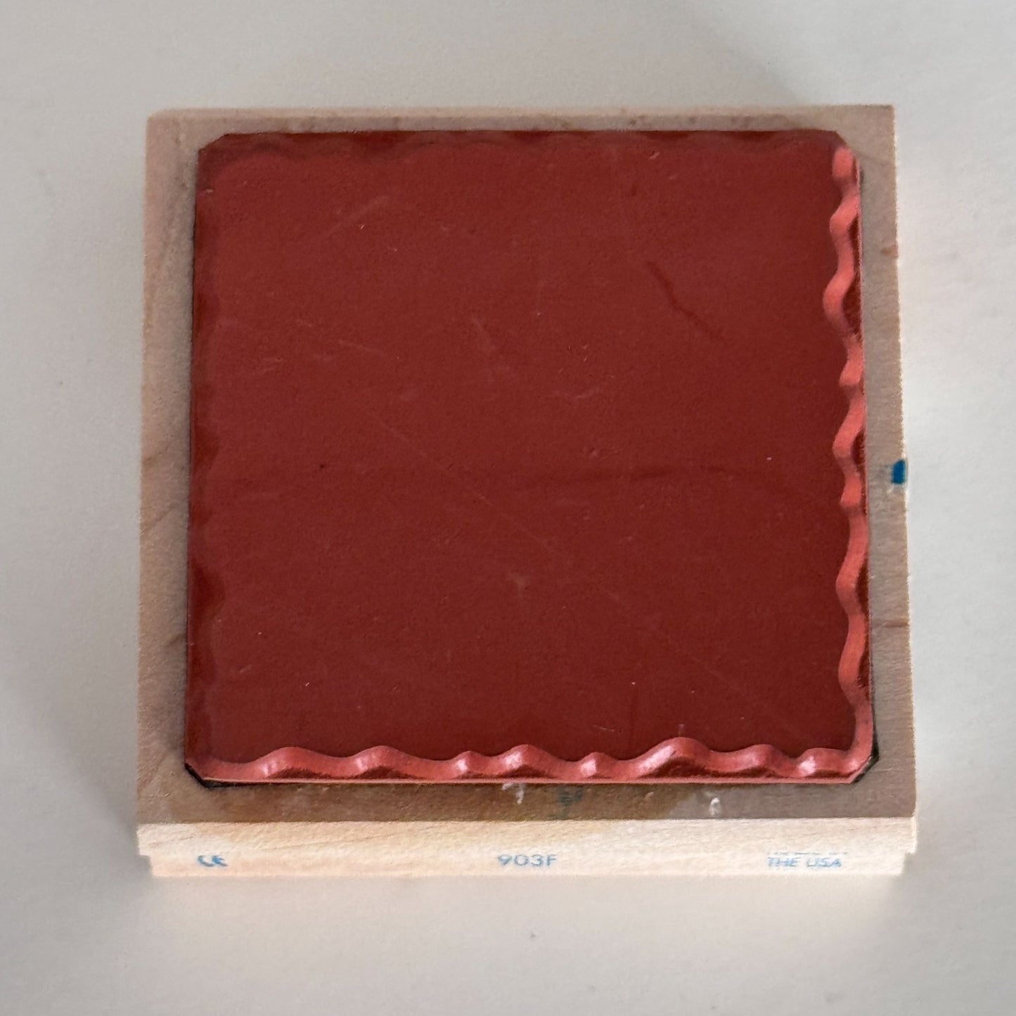 All Night Media Rubber Stamp Soft Square Background Scalloped Frame Wood Mounted 903F