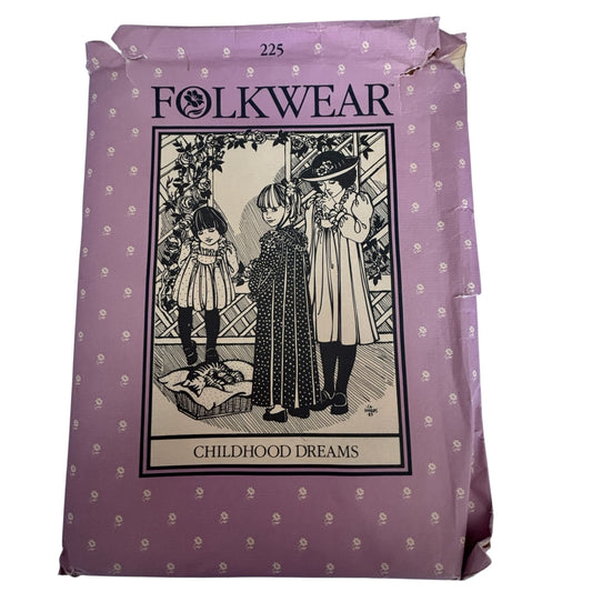 Folkwear Sewing Pattern 225 Childhood Dreams Prairie Dress Girls 2-12 Nightgown Uncut