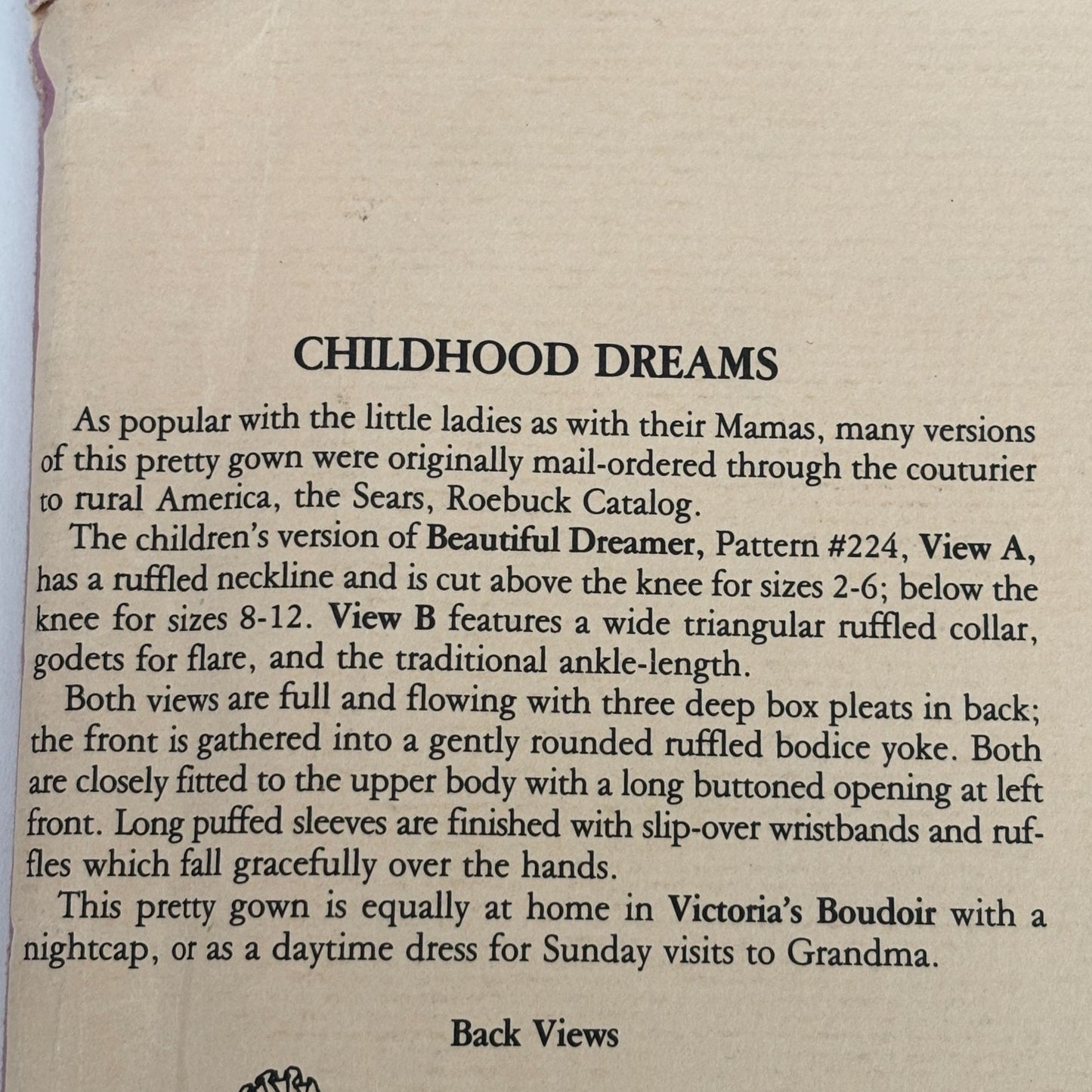 Folkwear Sewing Pattern 225 Childhood Dreams Prairie Dress Girls 2-12 Nightgown Uncut