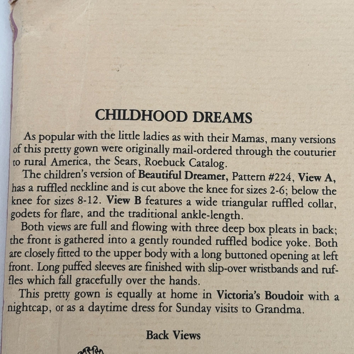 Folkwear Sewing Pattern 225 Childhood Dreams Prairie Dress Girls 2-12 Nightgown Uncut