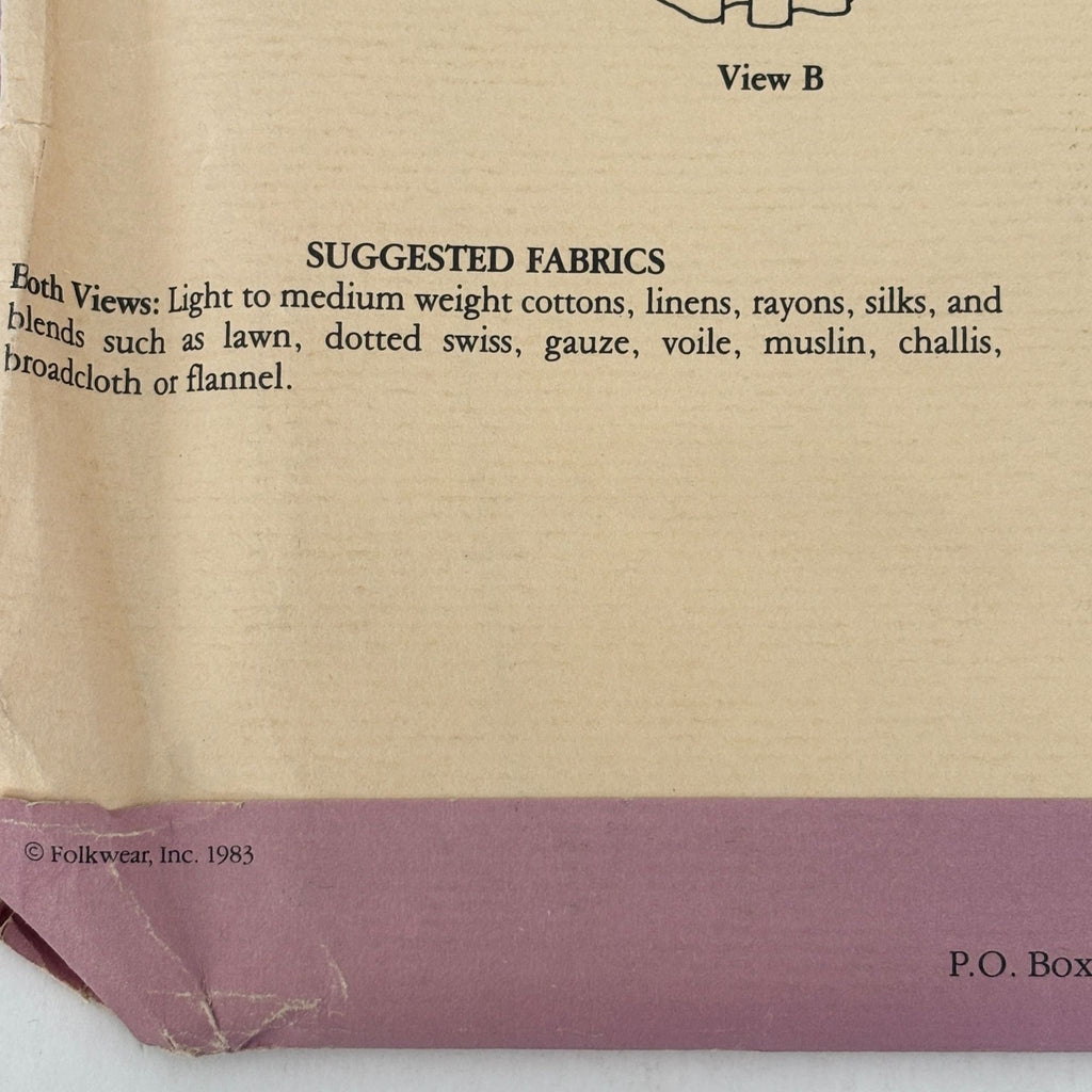 Folkwear Sewing Pattern 225 Childhood Dreams Prairie Dress Girls 2-12 Nightgown Uncut