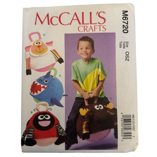 McCalls Sewing Pattern M6720 Hopping Ball Covers Shark Ladybug Moose Lamb Fleece