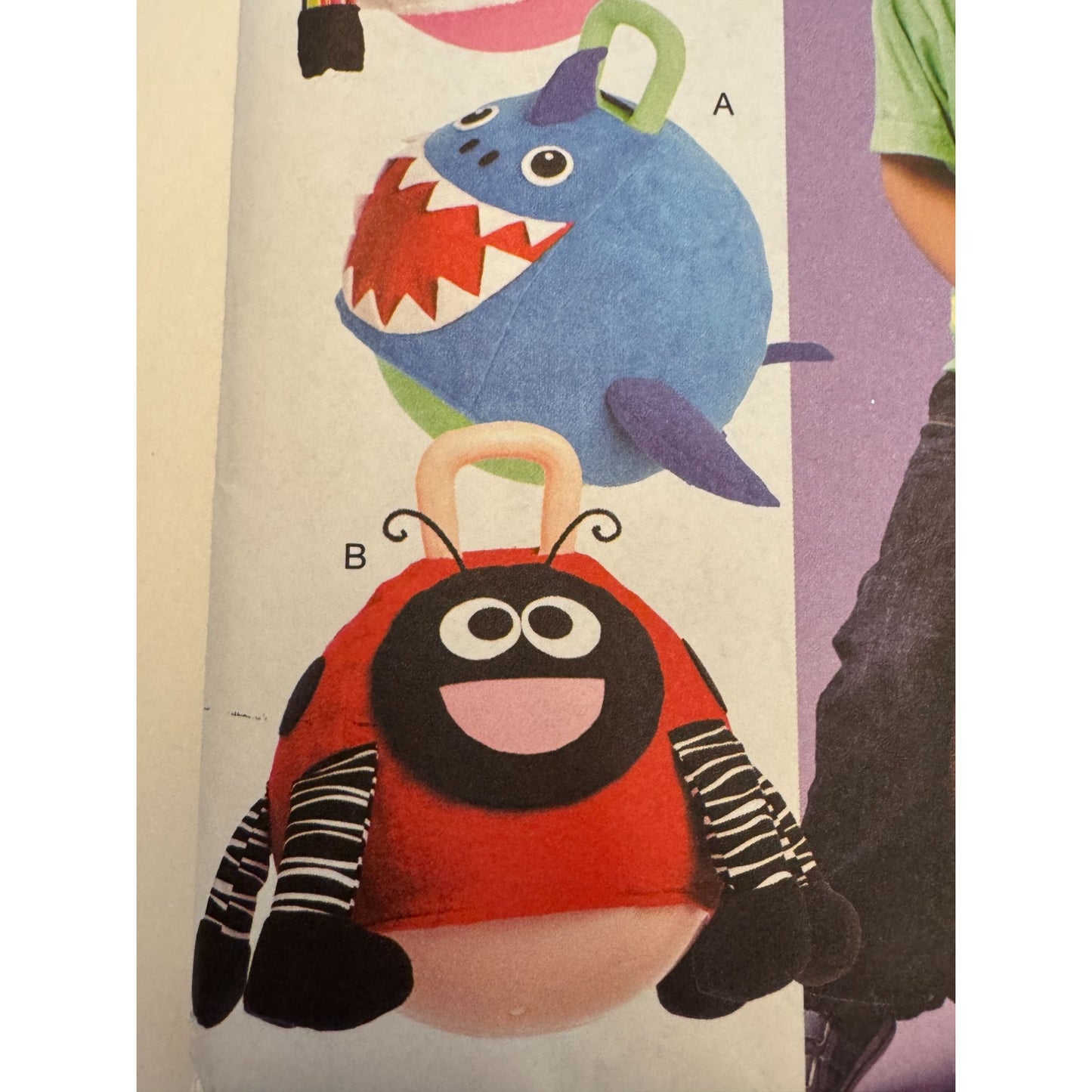 McCalls Sewing Pattern M6720 Hopping Ball Covers Shark Ladybug Moose Lamb Fleece