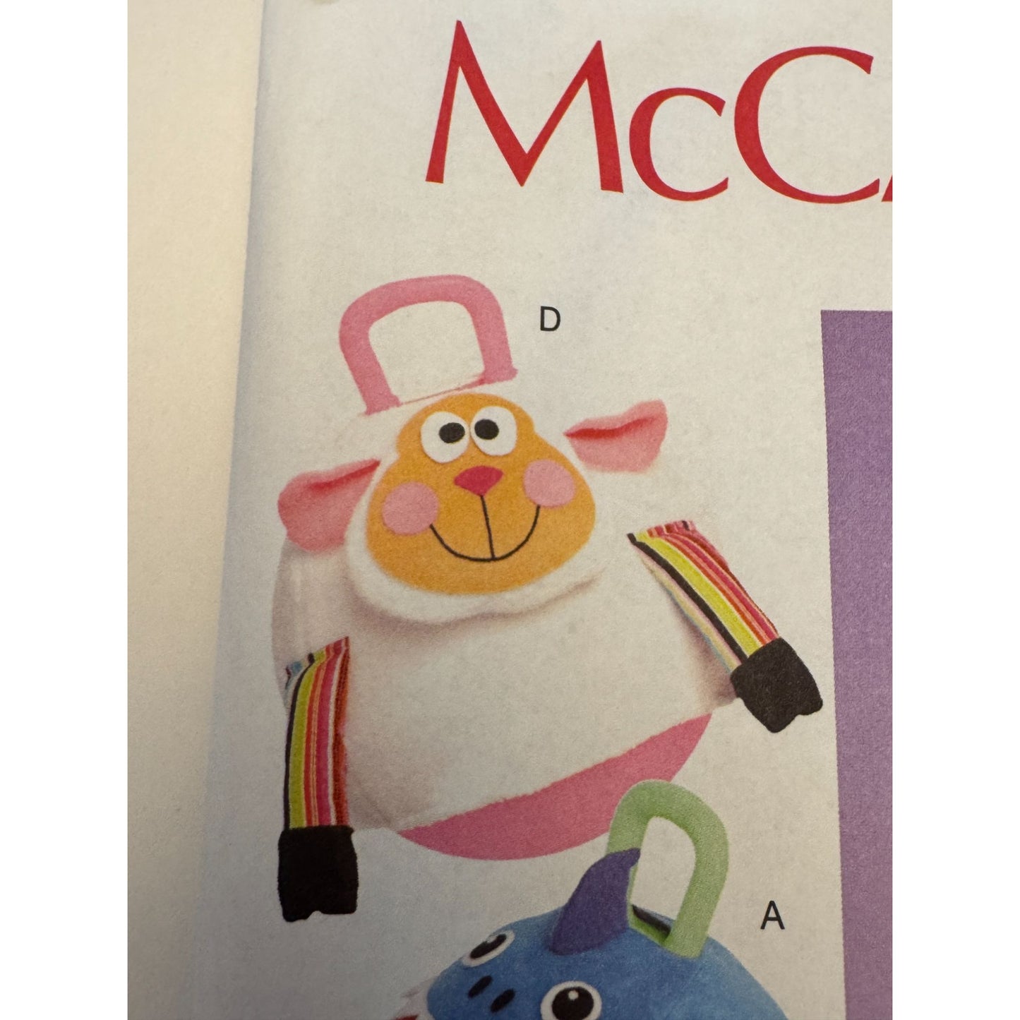 McCalls Sewing Pattern M6720 Hopping Ball Covers Shark Ladybug Moose Lamb Fleece