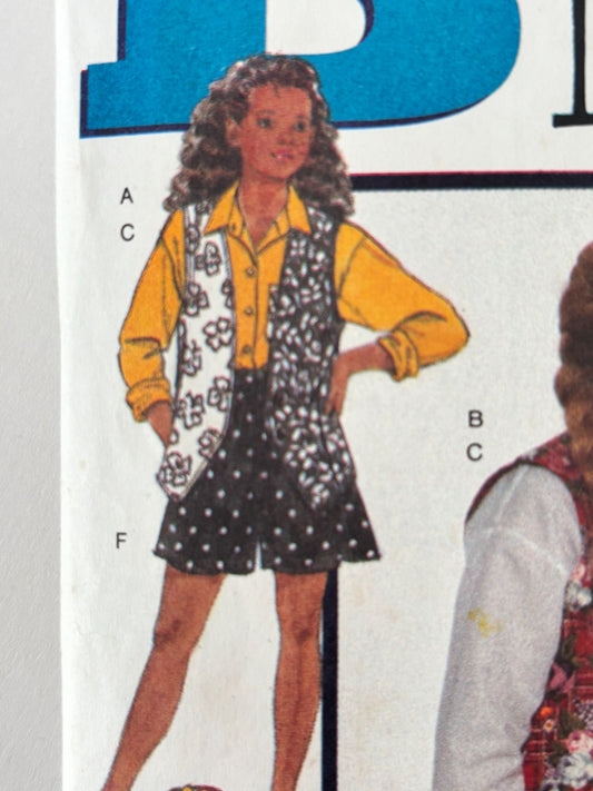 Butterick Sewing Pattern 6362: Girls' Vest, Shirt, Skirt, Shorts, Leggings and Tie