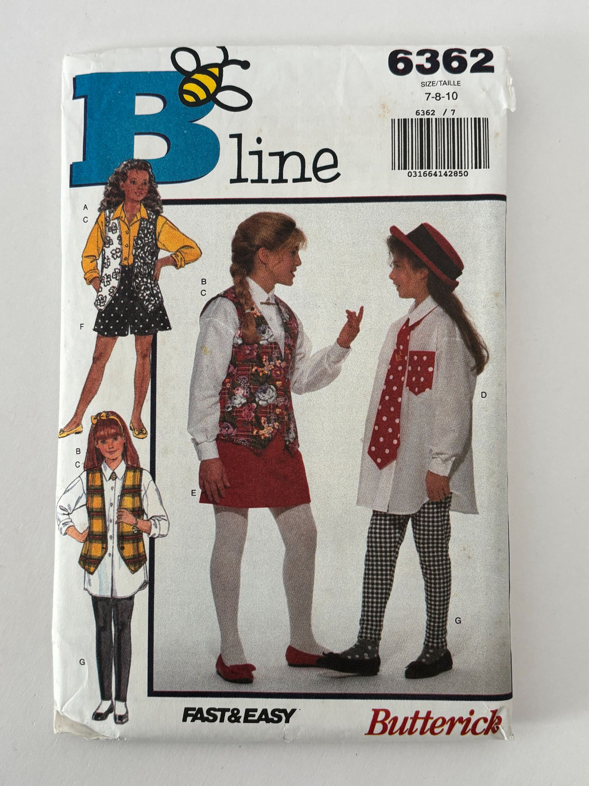 Butterick Sewing Pattern 6362: Girls' Vest, Shirt, Skirt, Shorts, Leggings and Tie