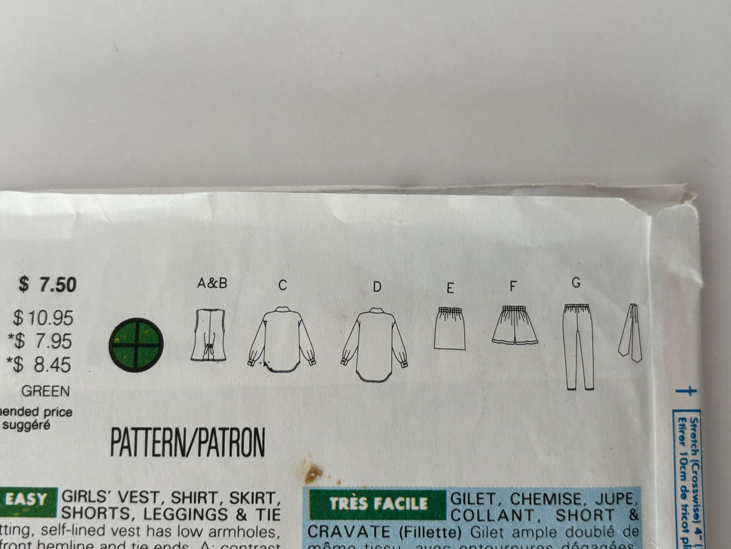 Butterick Sewing Pattern 6362: Girls' Vest, Shirt, Skirt, Shorts, Leggings and Tie
