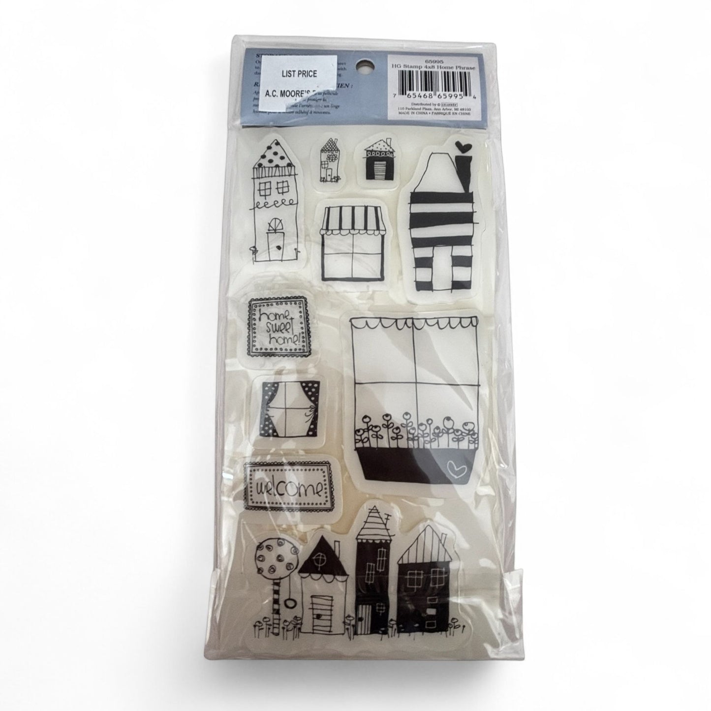 Heidi Grace Rubber Cling Stamps Set Home Sweet Home Phrase Real Estate Window Sill Neighborhood