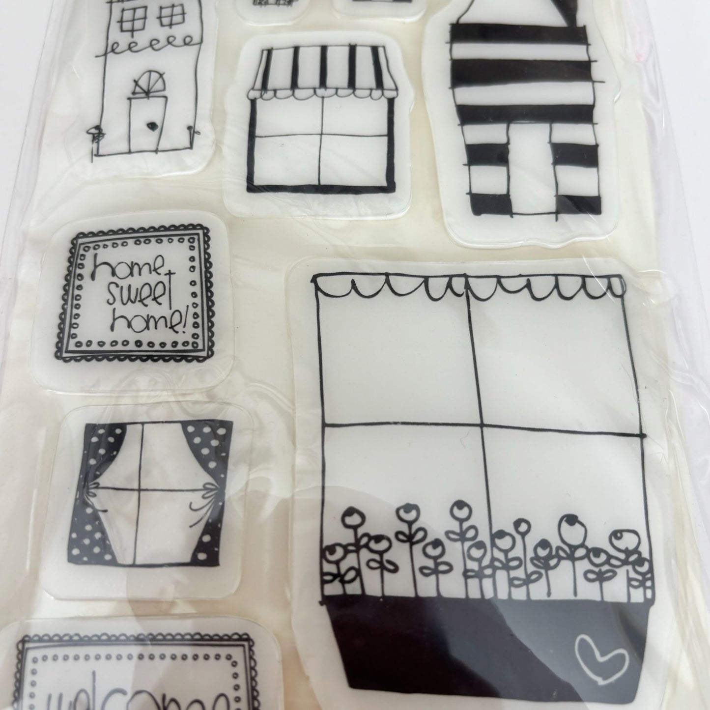 Heidi Grace Rubber Cling Stamps Set Home Sweet Home Phrase Real Estate Window Sill Neighborhood