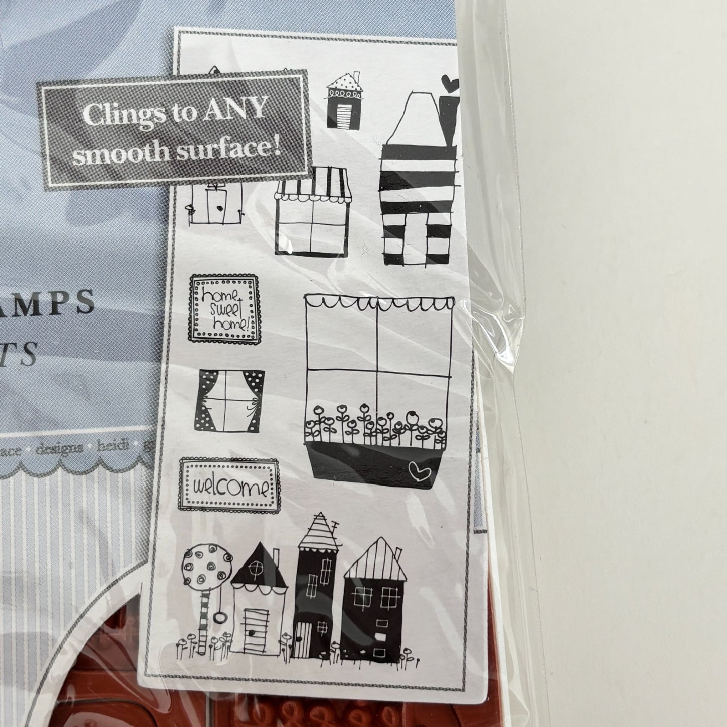 Heidi Grace Rubber Cling Stamps Set Home Sweet Home Phrase Real Estate Window Sill Neighborhood