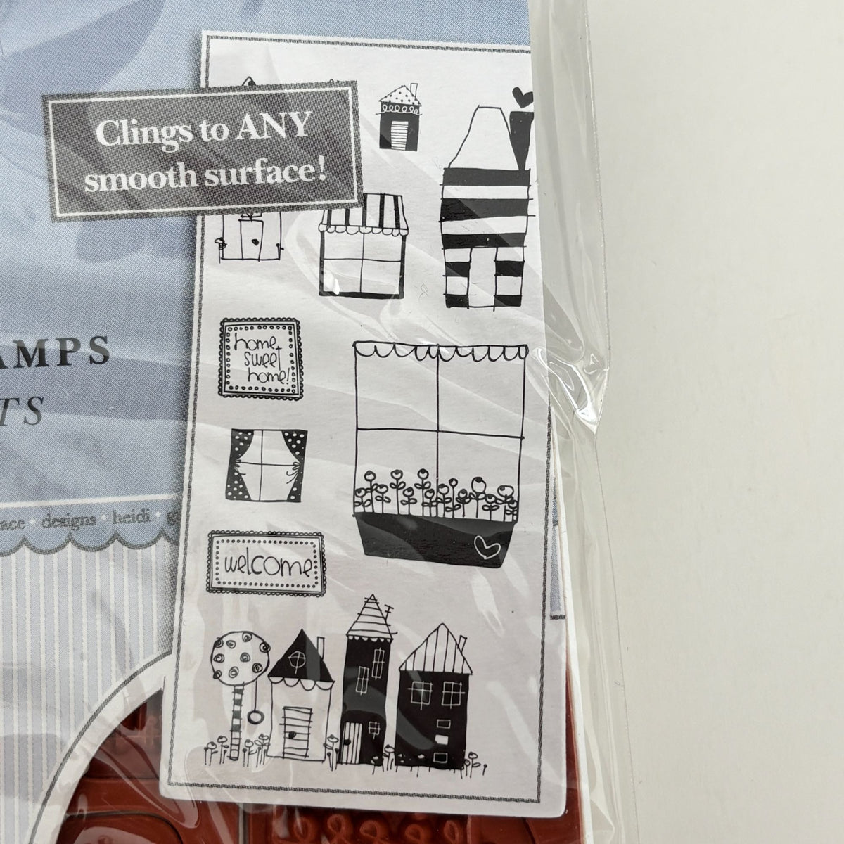 Heidi Grace Rubber Cling Stamps Set Home Sweet Home Phrase Real Estate Window Sill Neighborhood