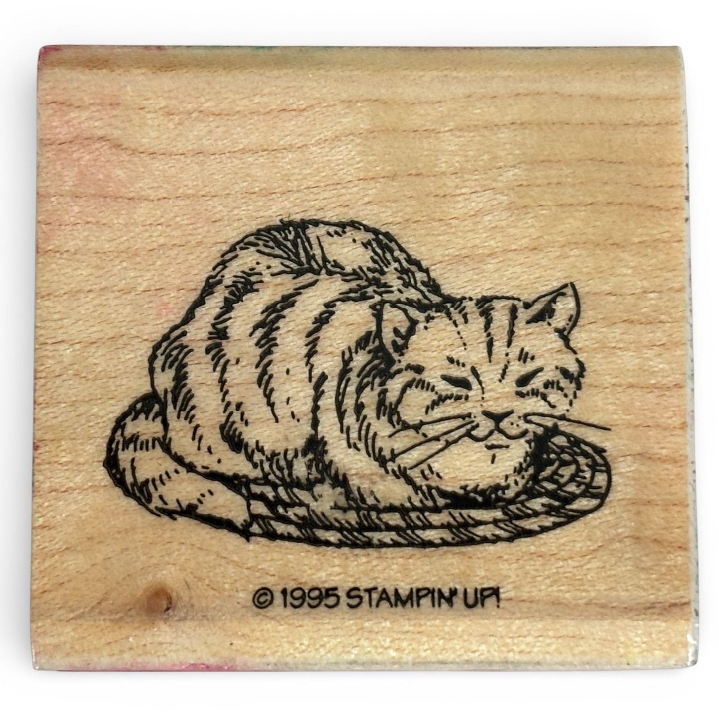 Stampin Up Rubber Stamp Cat Napping Rug Cardmaking Scrapbooking Pet Craft Sleepy