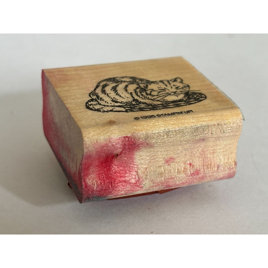 Stampin Up Rubber Stamp Cat Napping Rug Cardmaking Scrapbooking Pet Craft Sleepy