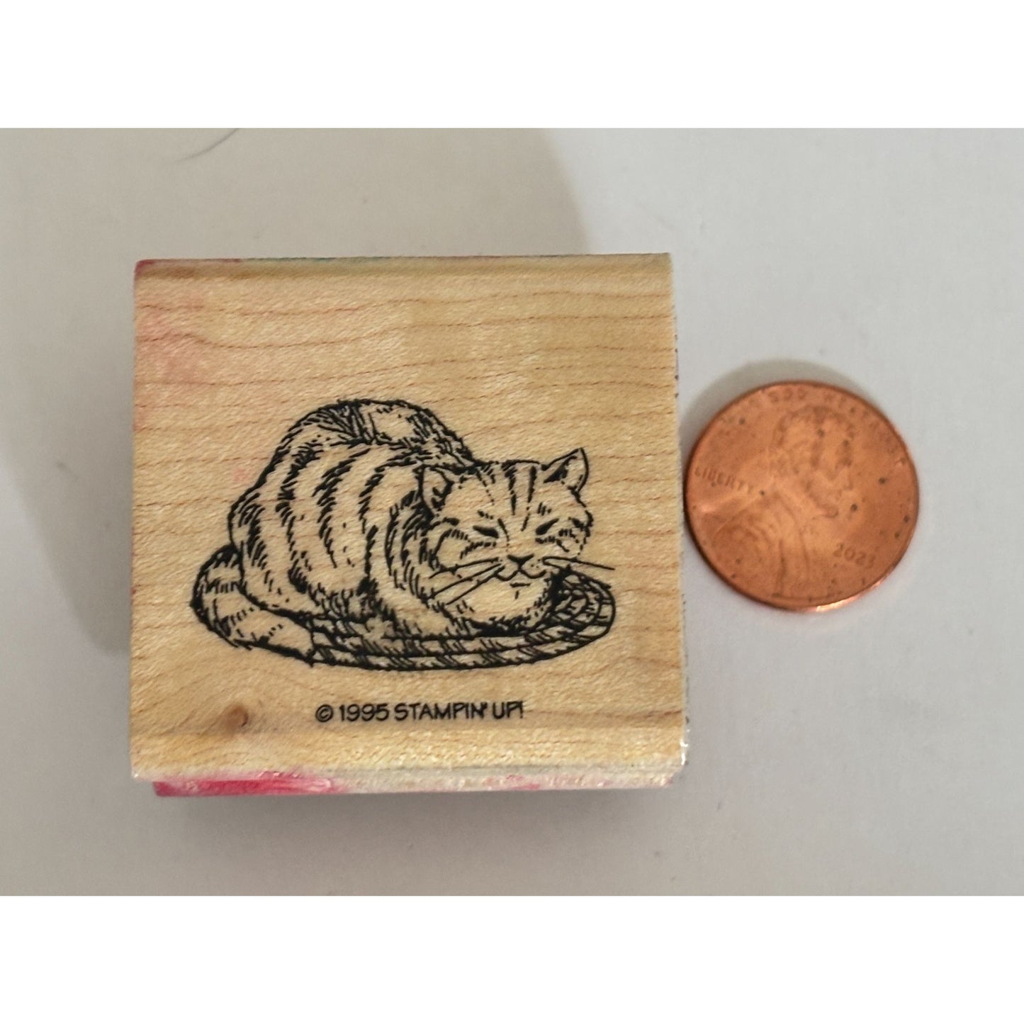 Stampin Up Rubber Stamp Cat Napping Rug Cardmaking Scrapbooking Pet Craft Sleepy