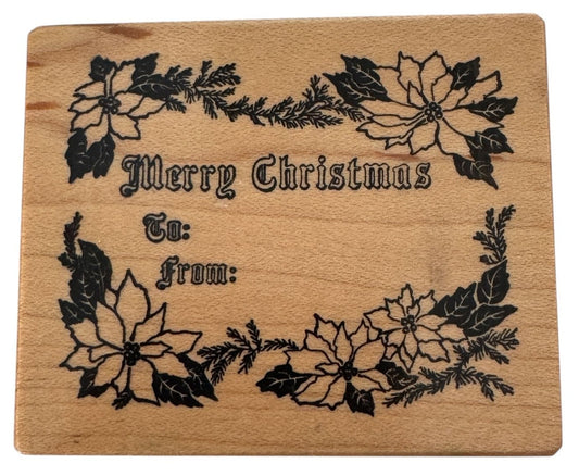 PSX Rubber Stamp To From Gift Tag Card Making Words Merry Christmas