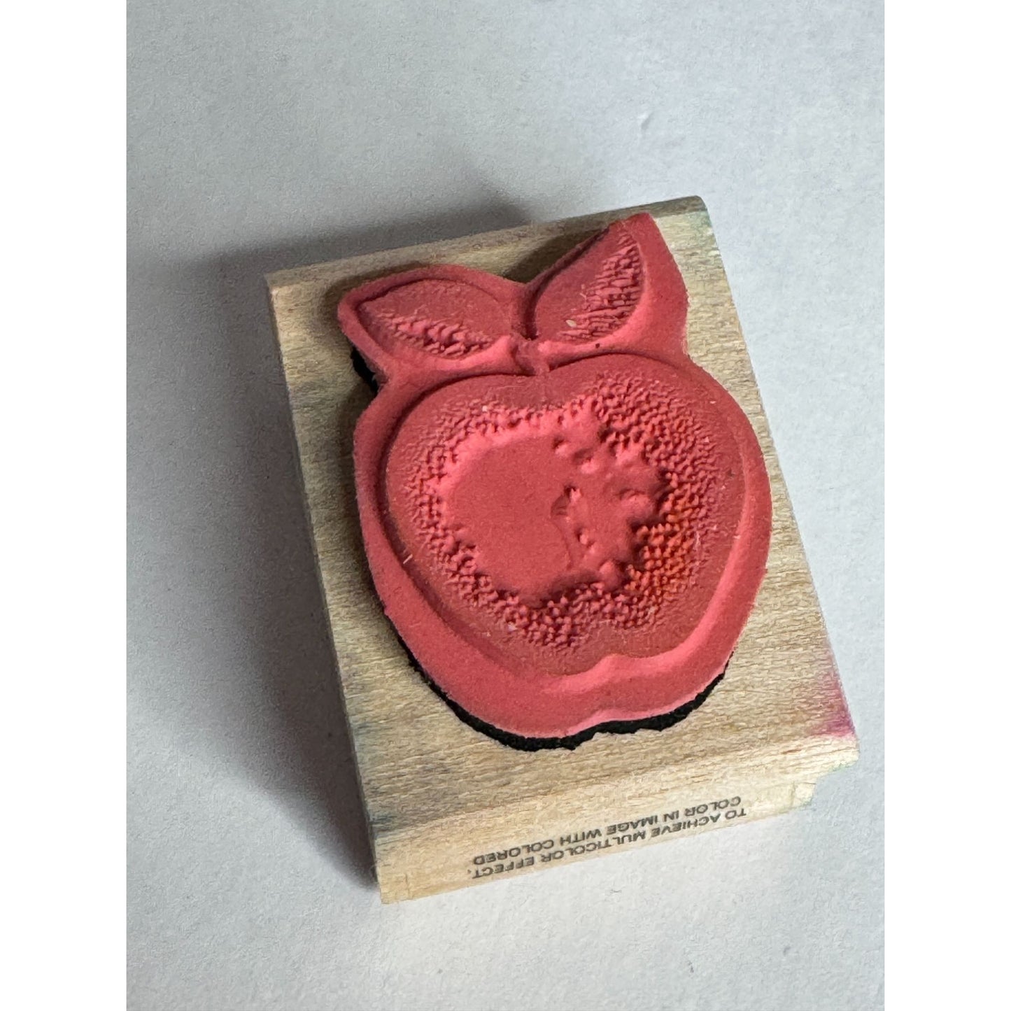 Apple Wood Mounted Rubber Stamp Teacher Fruit Food Card Making 1 inch Education