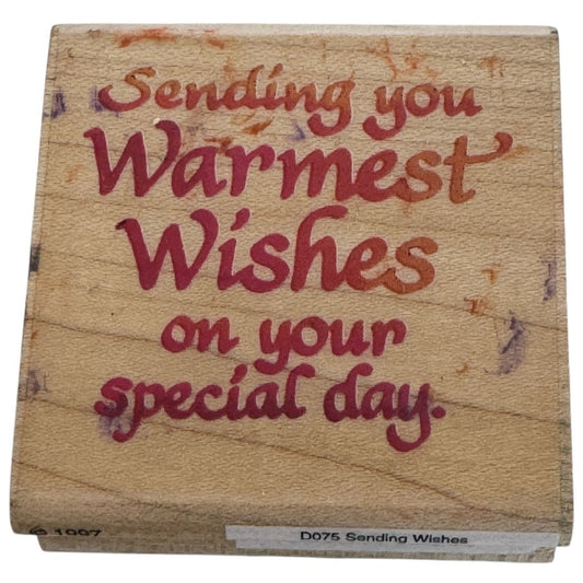 Stampendous Rubber Stamp Sending You Warmest Wishes On Your Special Day Birthday