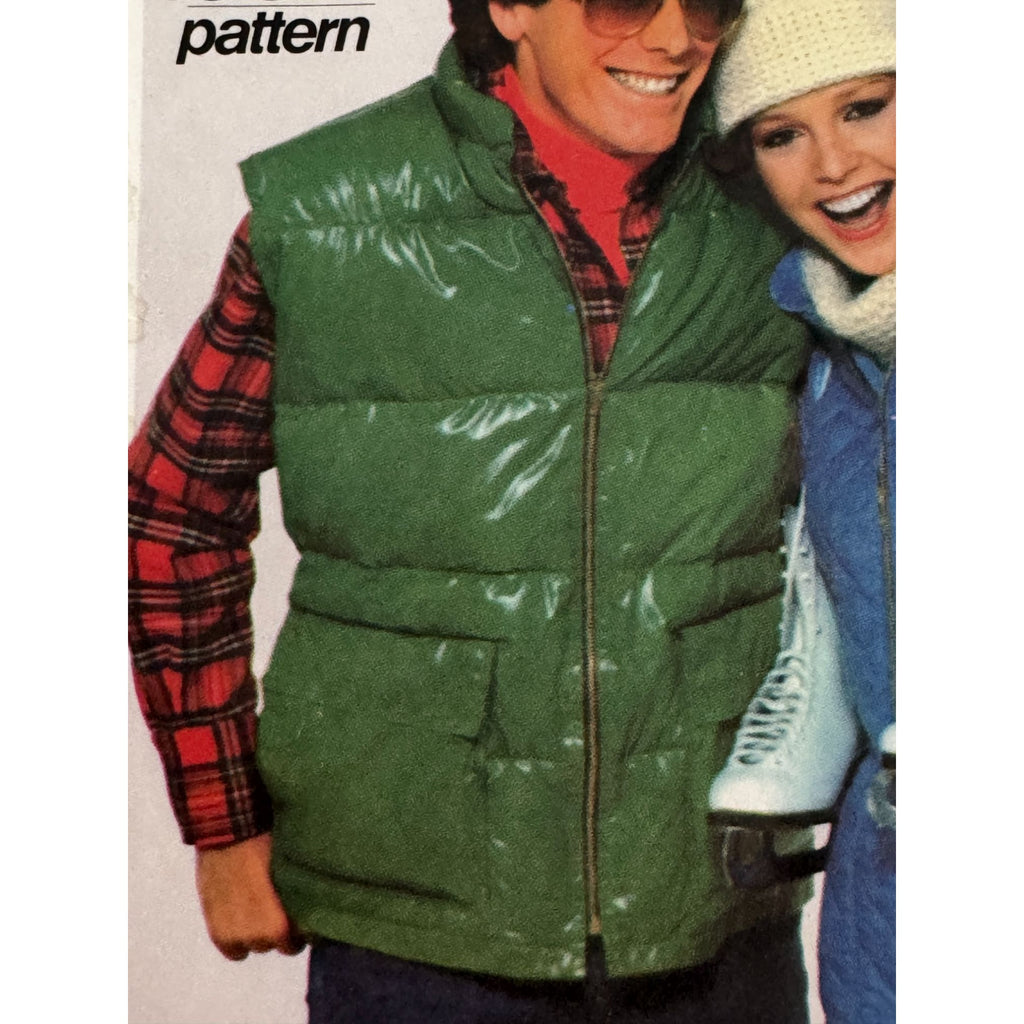 Simplicity Sewing Pattern 8123 Quilted Vests 1970s Outerwear Small Uncut Unisex