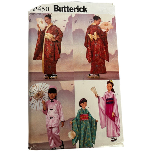 Butterick Sewing Pattern P450 Girls Asian Costume Kimono Traditional Dress Robe