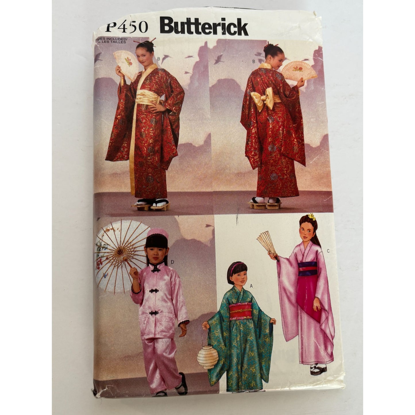 Butterick Sewing Pattern P450 Girls Asian Costume Kimono Traditional Dress Robe