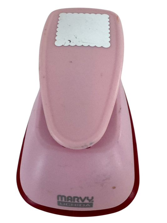 Marvy Uchida Craft Punch Pink Scalloped Square Scrapbooking Card Making 1.75 in
