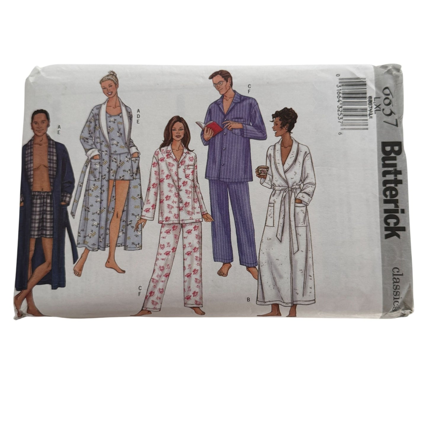 Butterick Sewing Pattern 6837 Robe Pajamas Top Shorts Pants Unisex Easy L XL UC